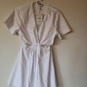 Zara White Cutout Tie Dress